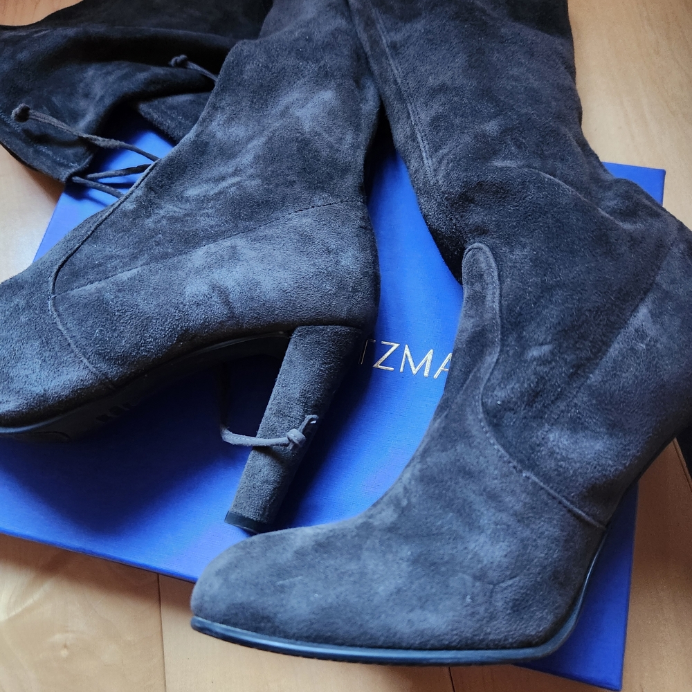 Stuart Weitzman Charcoal Suede Over the Knee Boots